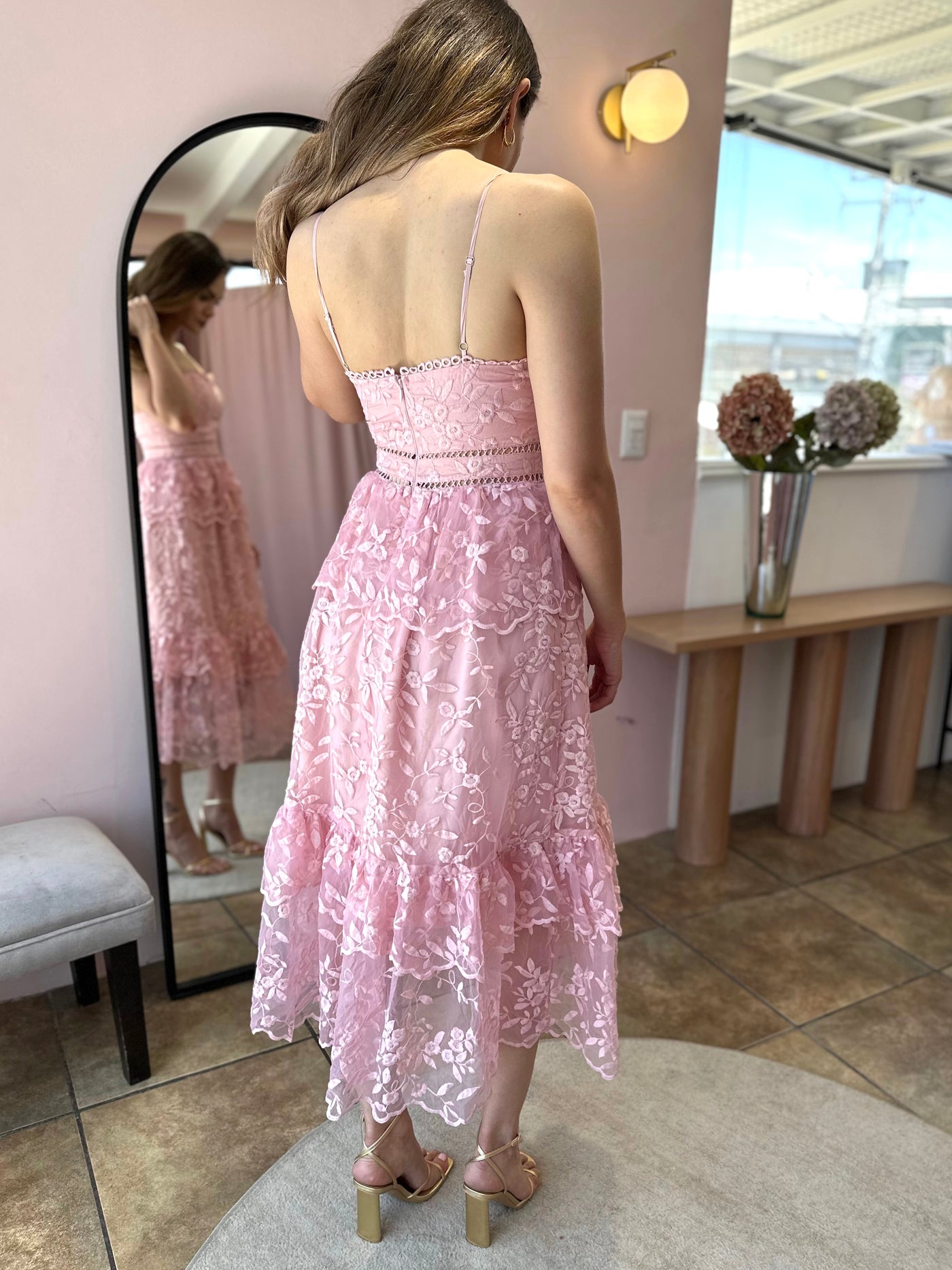 Organza peplum rosa