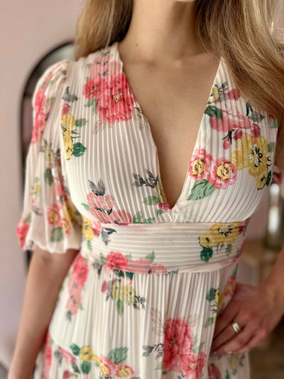 Chiffon plisado floral