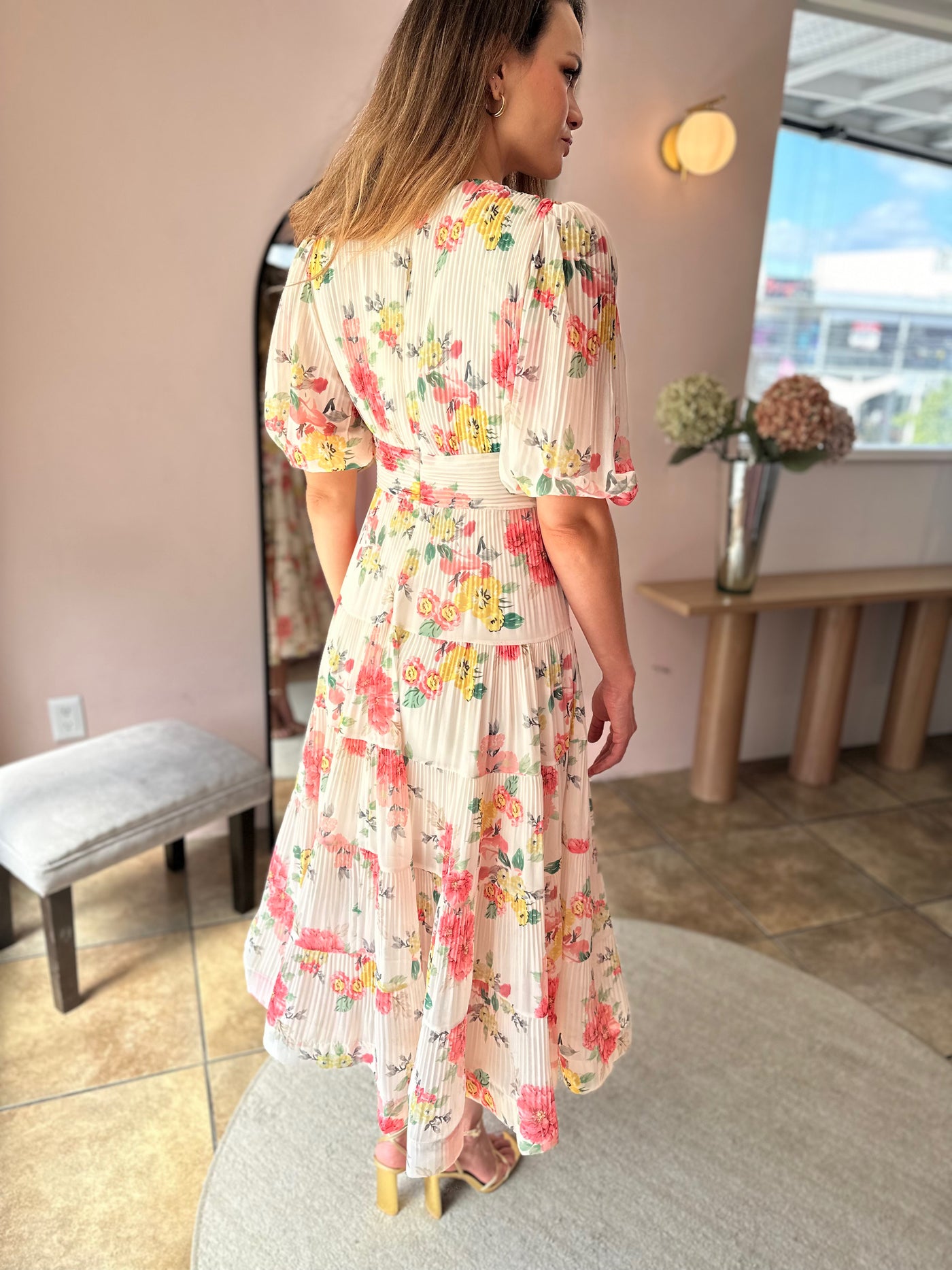 Chiffon plisado floral