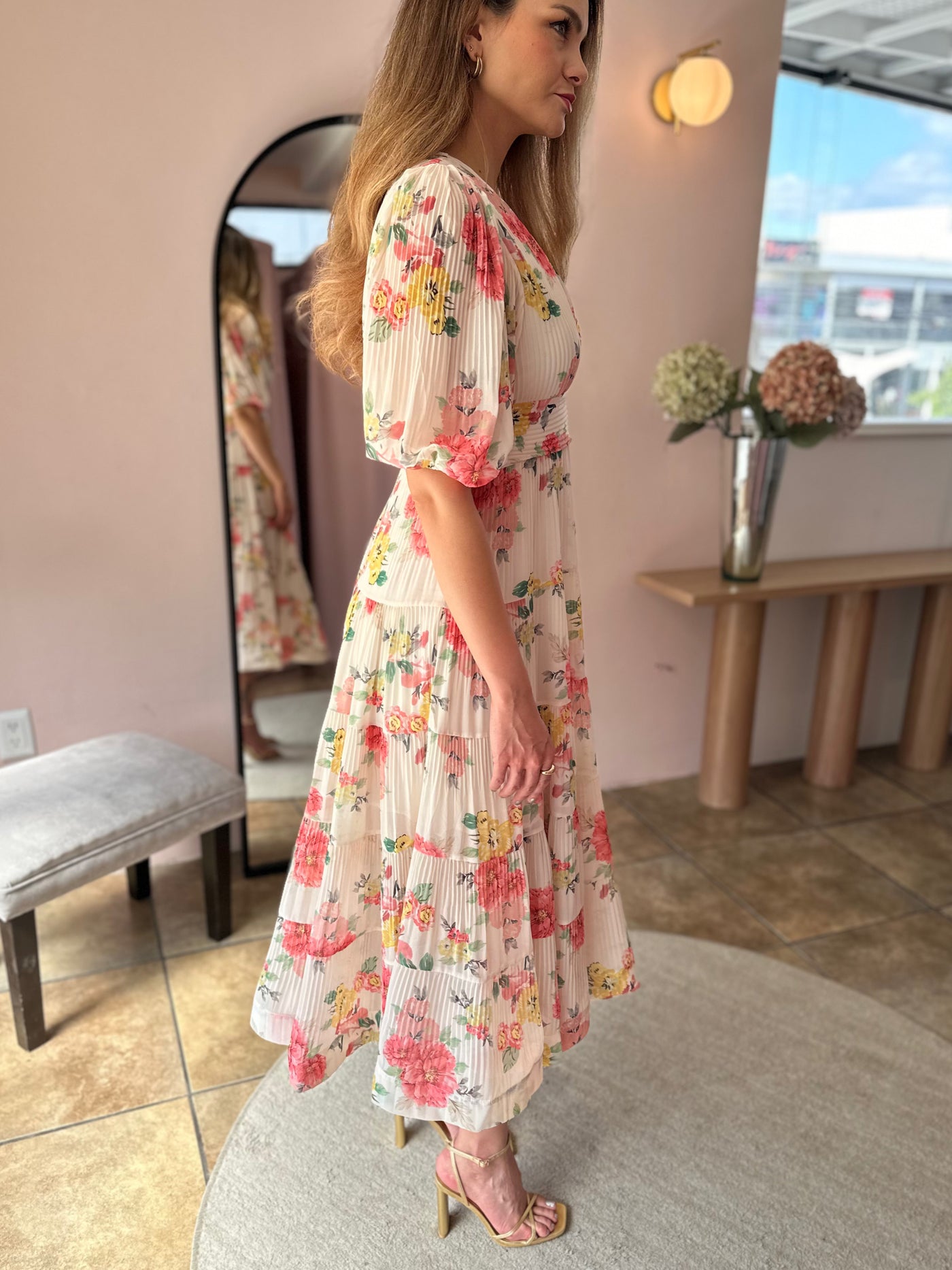 Chiffon plisado floral